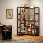 5-Tier Corner Bookshelf 5-Shelf L Shaped Bookcase Tall