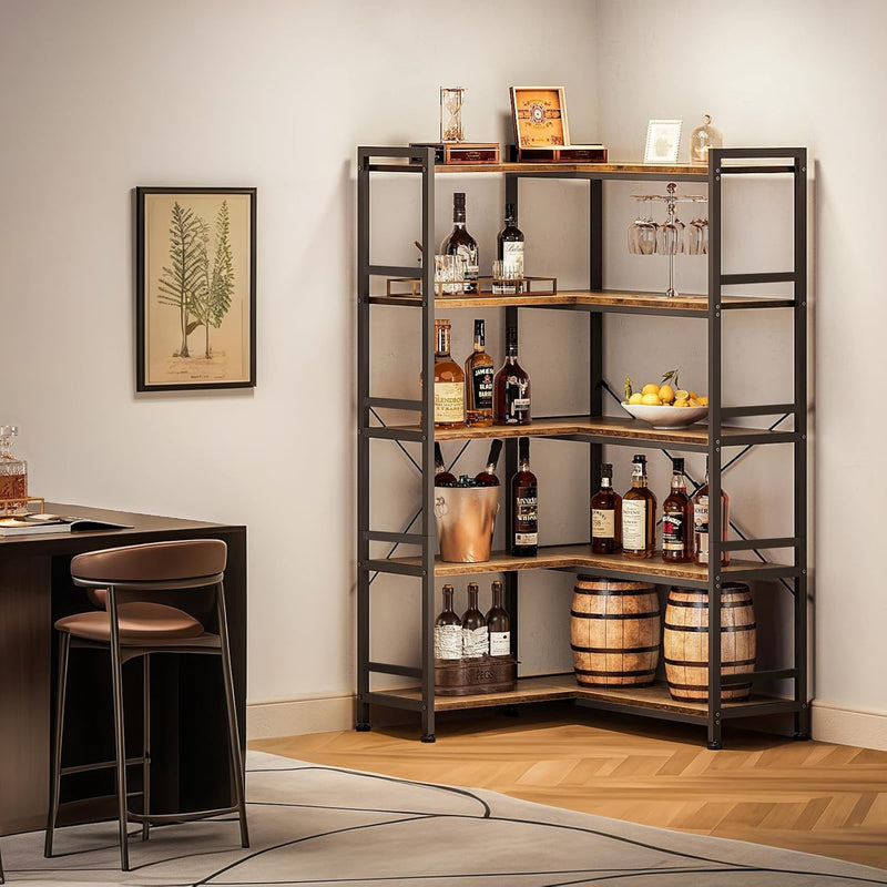 5-Tier L-Shape Corner Bookcase 145.5CM