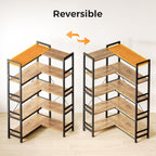 5-Tier Corner Bookshelf 5-Shelf L Shaped Bookcase Tall