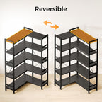 5-Tier Corner Bookshelf 5-Shelf L Shaped Bookcase Tall