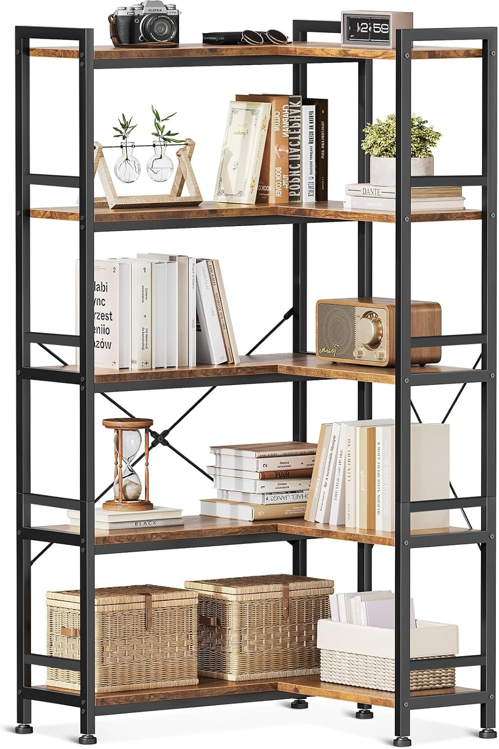 5-Tier L-Shape Corner Bookcase 145.5CM