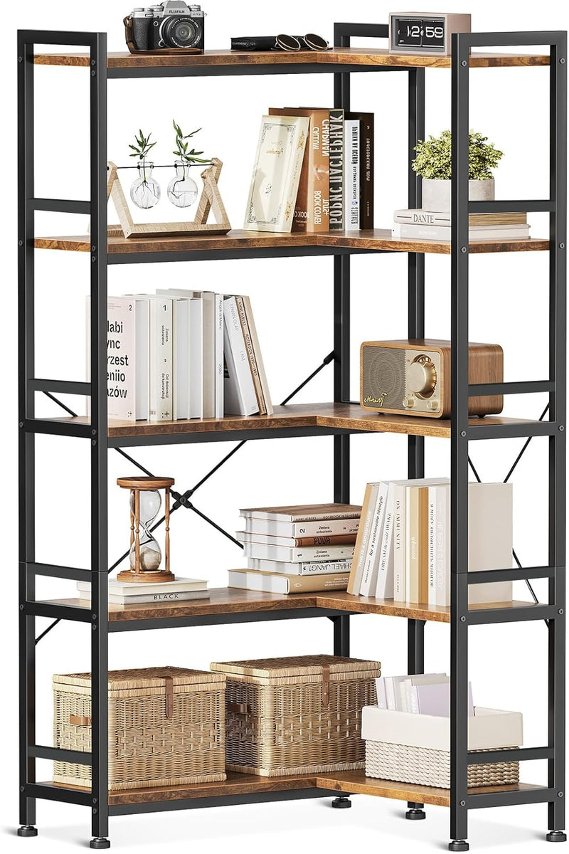 5-Tier L-Shape Corner Bookcase 145.5CM