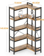 5-Tier Corner Bookshelf 5-Shelf L Shaped Bookcase Tall