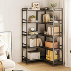5-Tier Corner Bookshelf 5-Shelf L Shaped Bookcase Tall