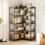 5-Tier Corner Bookshelf 5-Shelf L Shaped Bookcase Tall