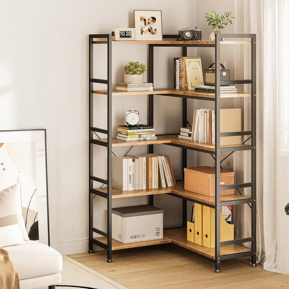5-Tier L-Shape Corner Bookcase 145.5CM