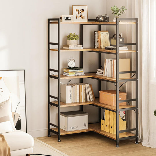5-Tier L-Shape Corner Bookcase 145.5CM