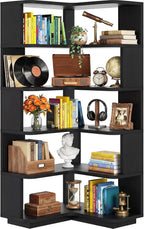 5-Tier Corner Bookshelf L-Shaped Bookcase Space-Saving