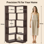 5-Tier Corner Bookshelf L-Shaped Bookcase Space-Saving