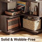 5-Tier Corner Bookshelf L-Shaped Bookcase Space-Saving