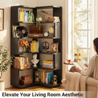 5-Tier Corner Bookshelf L-Shaped Bookcase Space-Saving