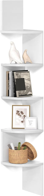 5-Tier Corner Shelf Display Floating in Living Room