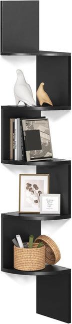 5-Tier Corner Shelf Display Floating in Living Room