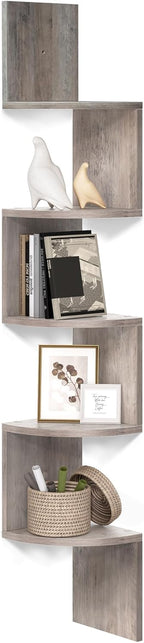5-Tier Corner Shelf Display Floating in Living Room