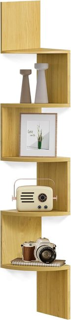 5-Tier Corner Shelf Display Floating in Living Room