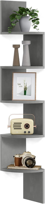 5-Tier Corner Shelf Display Floating in Living Room