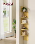 5-Tier Corner Shelf Display Floating in Living Room