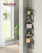 5-Tier Corner Shelf Display Floating in Living Room