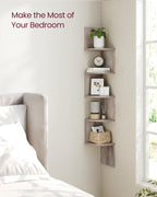 5-Tier Corner Shelf Display Floating in Living Room