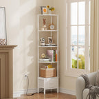 5-Tier Corner Shelf with LED Light Fabric Drawer