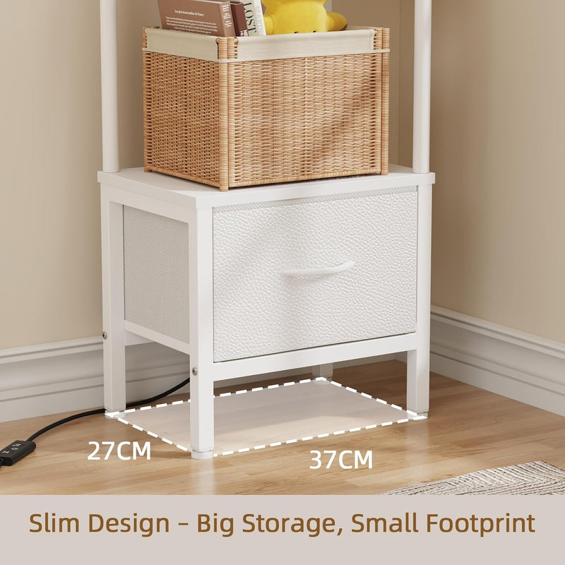 5-Tier Corner Shelf with LED Light Fabric Drawer