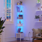 5-Tier Corner Shelf with LED Light Fabric Drawer
