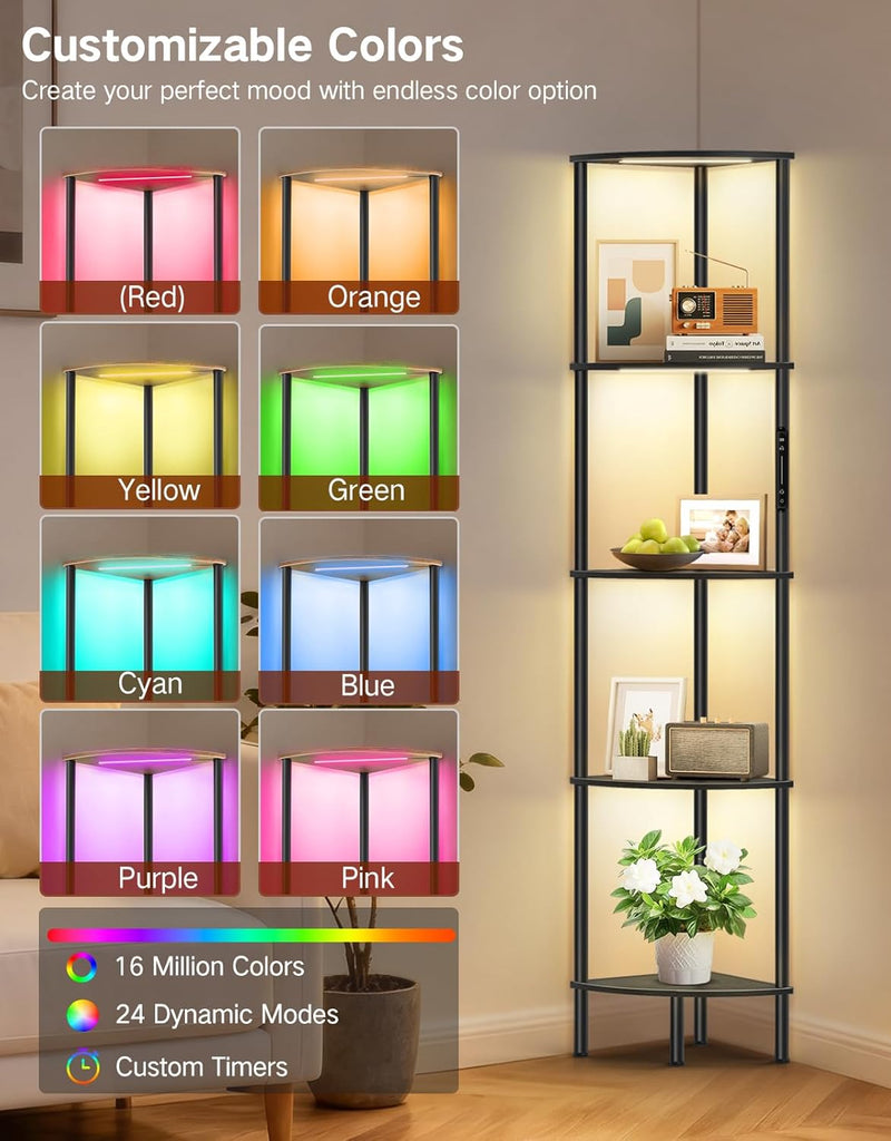 5 Tier Corner Shelf with RGB Lights Touch
