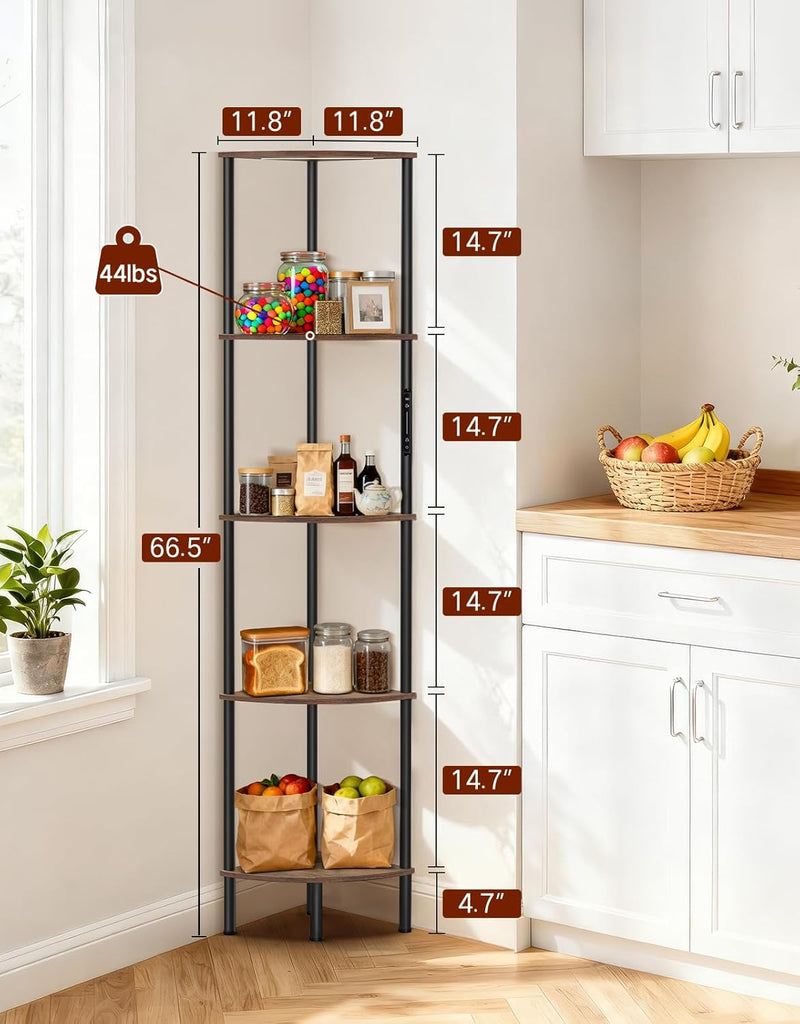5 Tier Corner Shelf with RGB Lights Touch