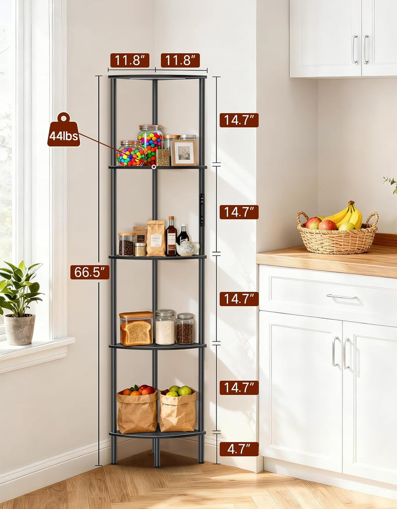 5 Tier Corner Shelf with RGB Lights Touch