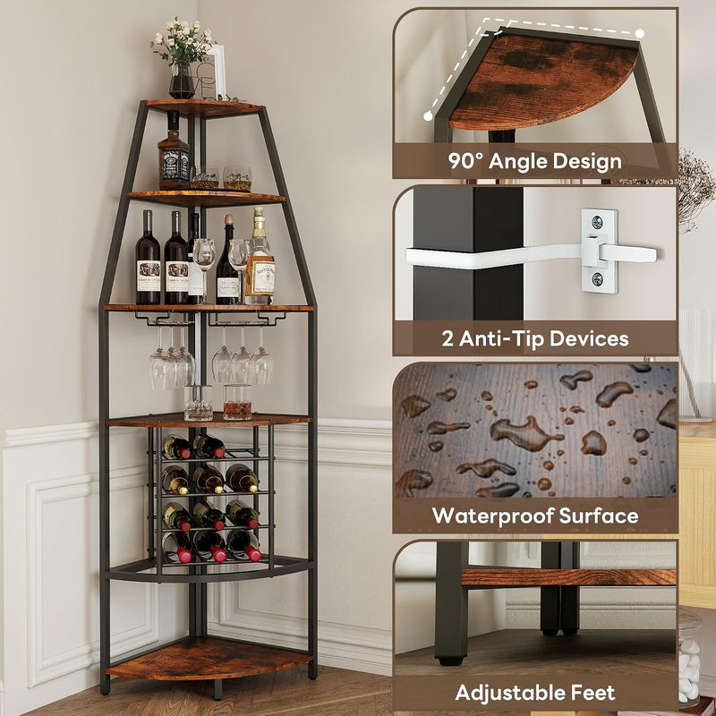 5 Tier Corner Wine Rack Wooden Racks Free