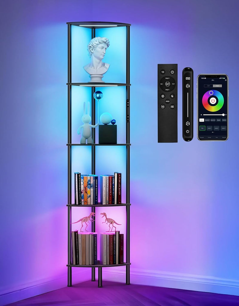 5 Tier Floor Lamp with Shelves LED Light