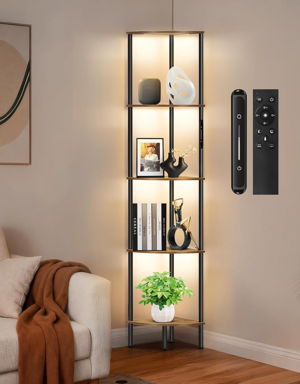 5 Tier Floor Lamp with Shelves LED Light