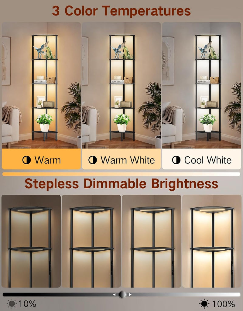 5 Tier Floor Lamp with Shelves LED Light