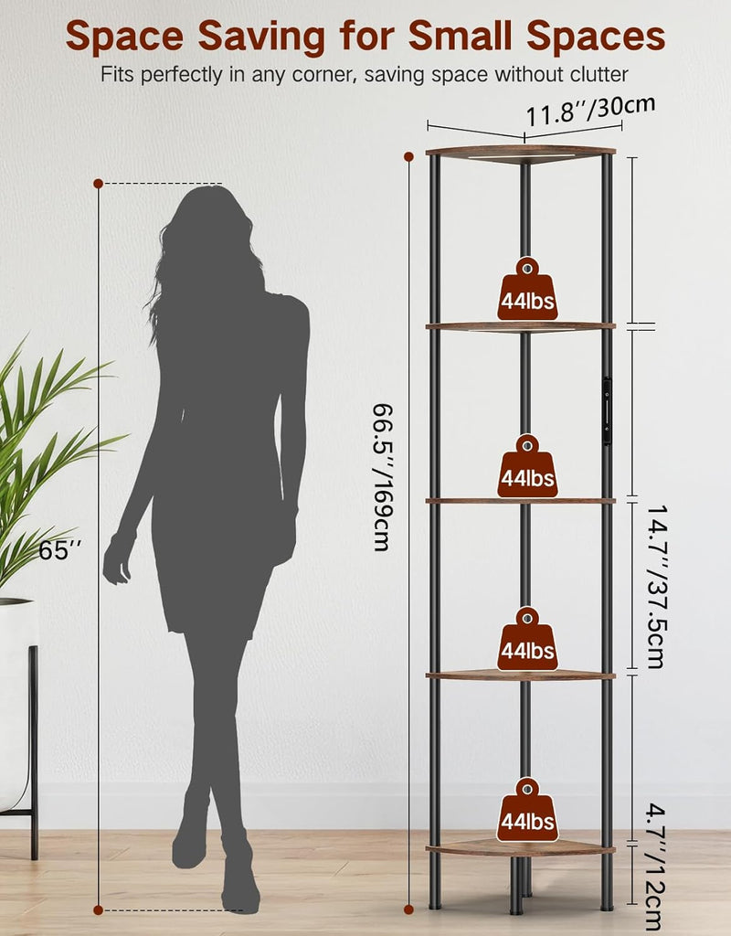 5 Tier Floor Lamp with Shelves LED Light