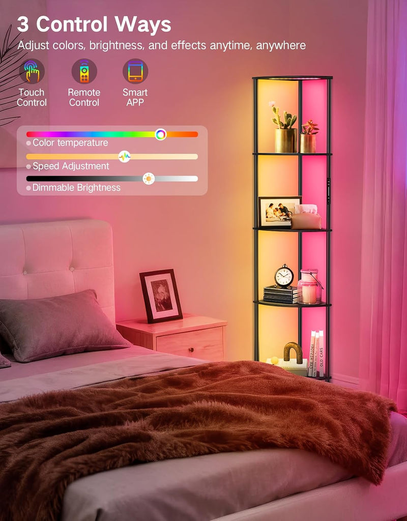 5 Tier Floor Lamp with Shelves LED Light