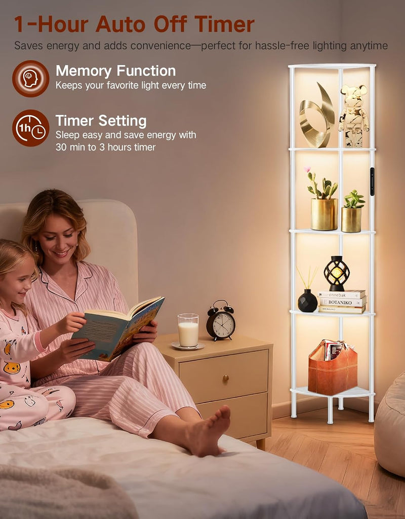5 Tier Floor Lamp with Shelves LED Light