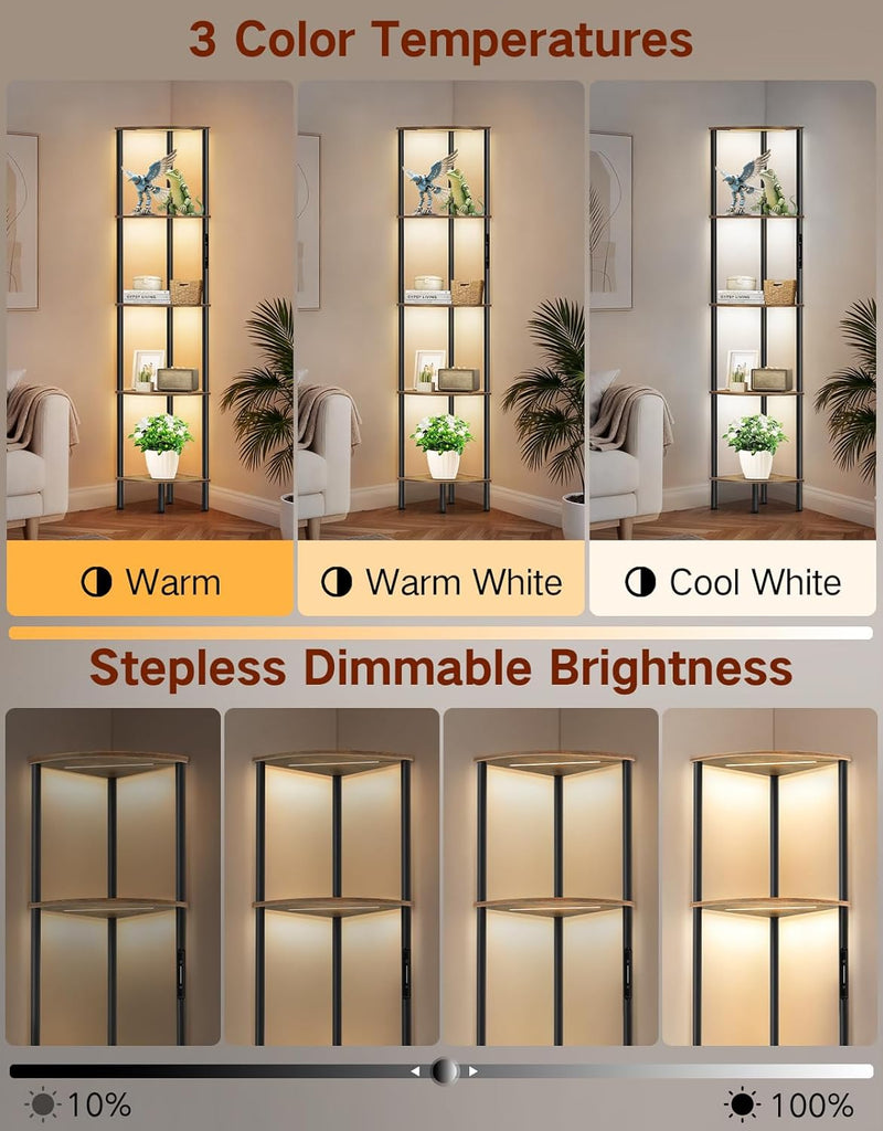 5 Tier Floor Lamp with Shelves LED Light