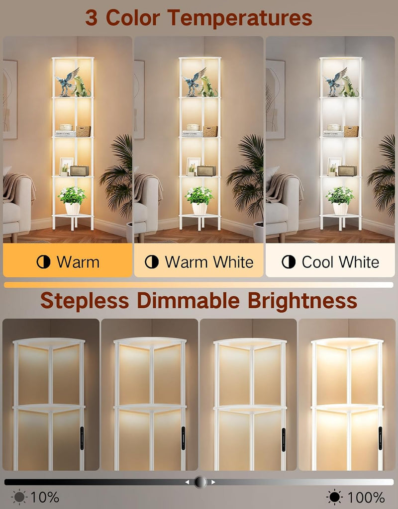 5 Tier Floor Lamp with Shelves LED Light