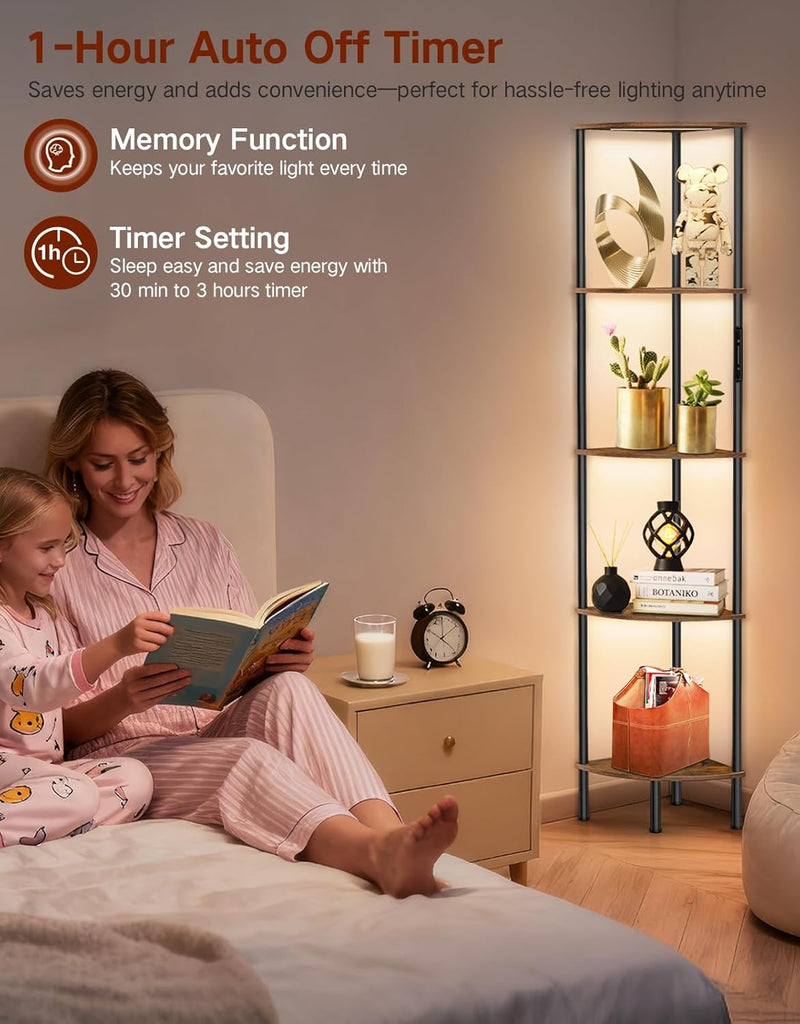 5 Tier Floor Lamp with Shelves LED Light