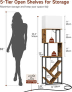 5-Tier Floor Lamp with Shelves Remote Dimmable S-Shaped