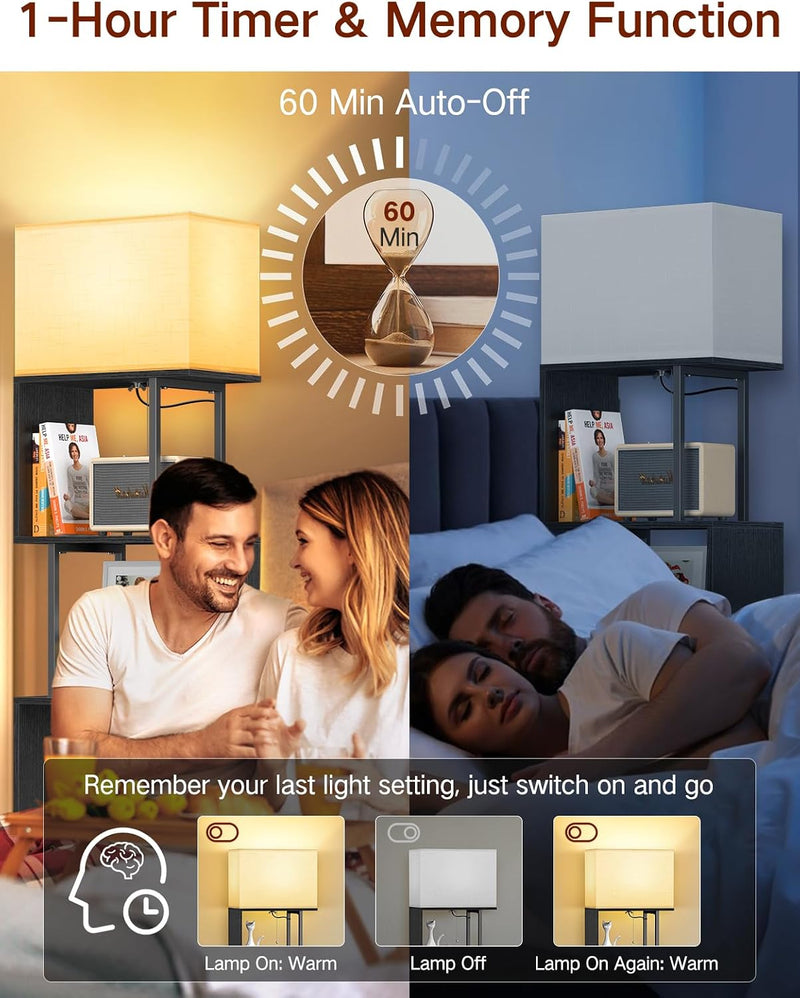 5-Tier Floor Lamp with Shelves Remote Dimmable S-Shaped