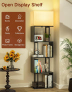5-Tier Floor Lamp with Shelves Remote Dimmable S-Shaped