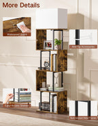5-Tier Floor Lamp with Shelves Remote Dimmable S-Shaped