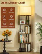 5-Tier Floor Lamp with Shelves Remote Dimmable S-Shaped