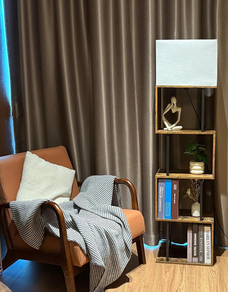 5-Tier Floor Lamp with Shelves Remote Dimmable S-Shaped