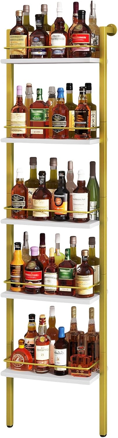 5-Tier Freestanding Wine Racks Liquor Shelf Vintage