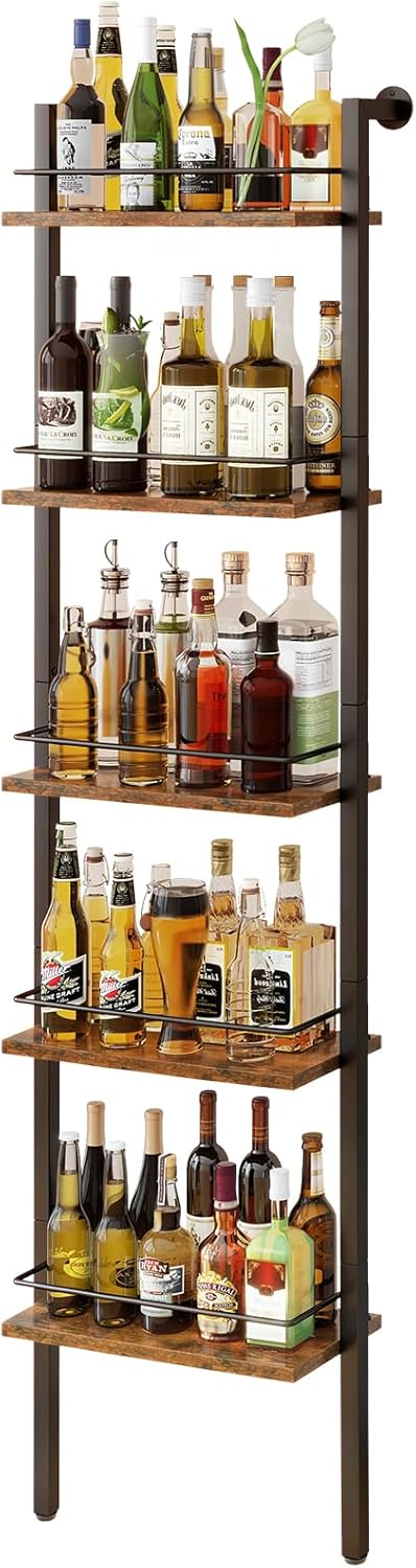 5-Tier Freestanding Wine Racks Liquor Shelf Vintage