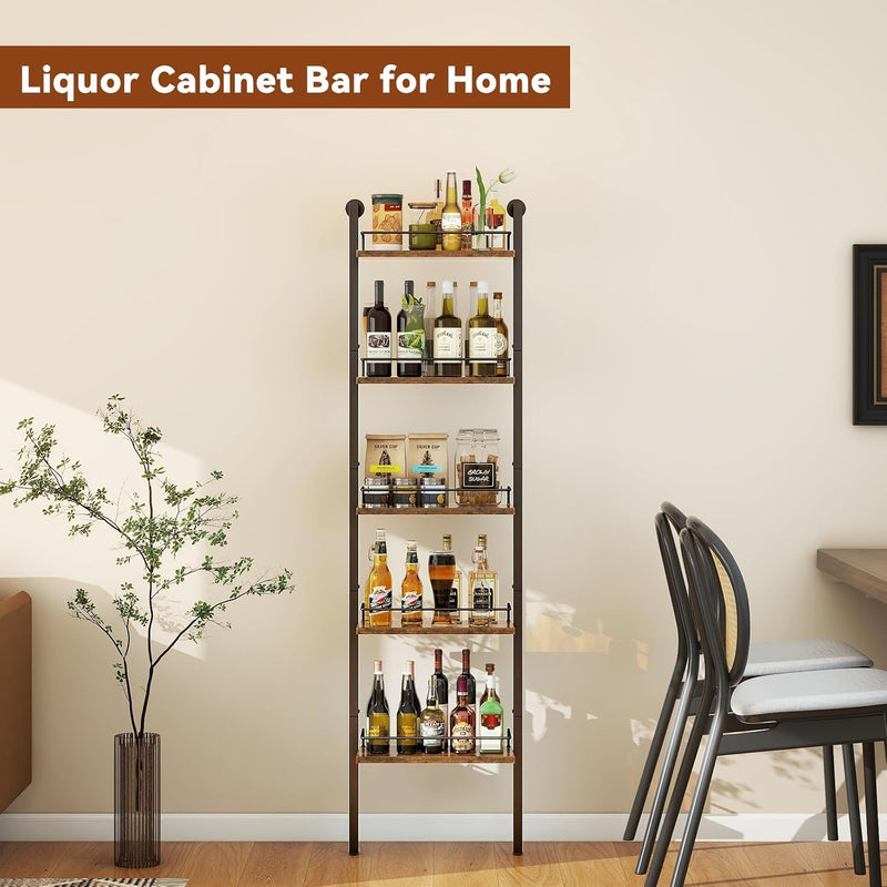 5-Tier Freestanding Wine Racks Liquor Shelf Vintage