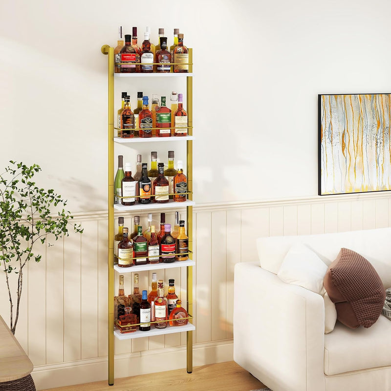 5-Tier Freestanding Wine Racks Liquor Shelf Vintage