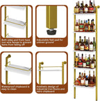 5-Tier Freestanding Wine Racks Liquor Shelf Vintage